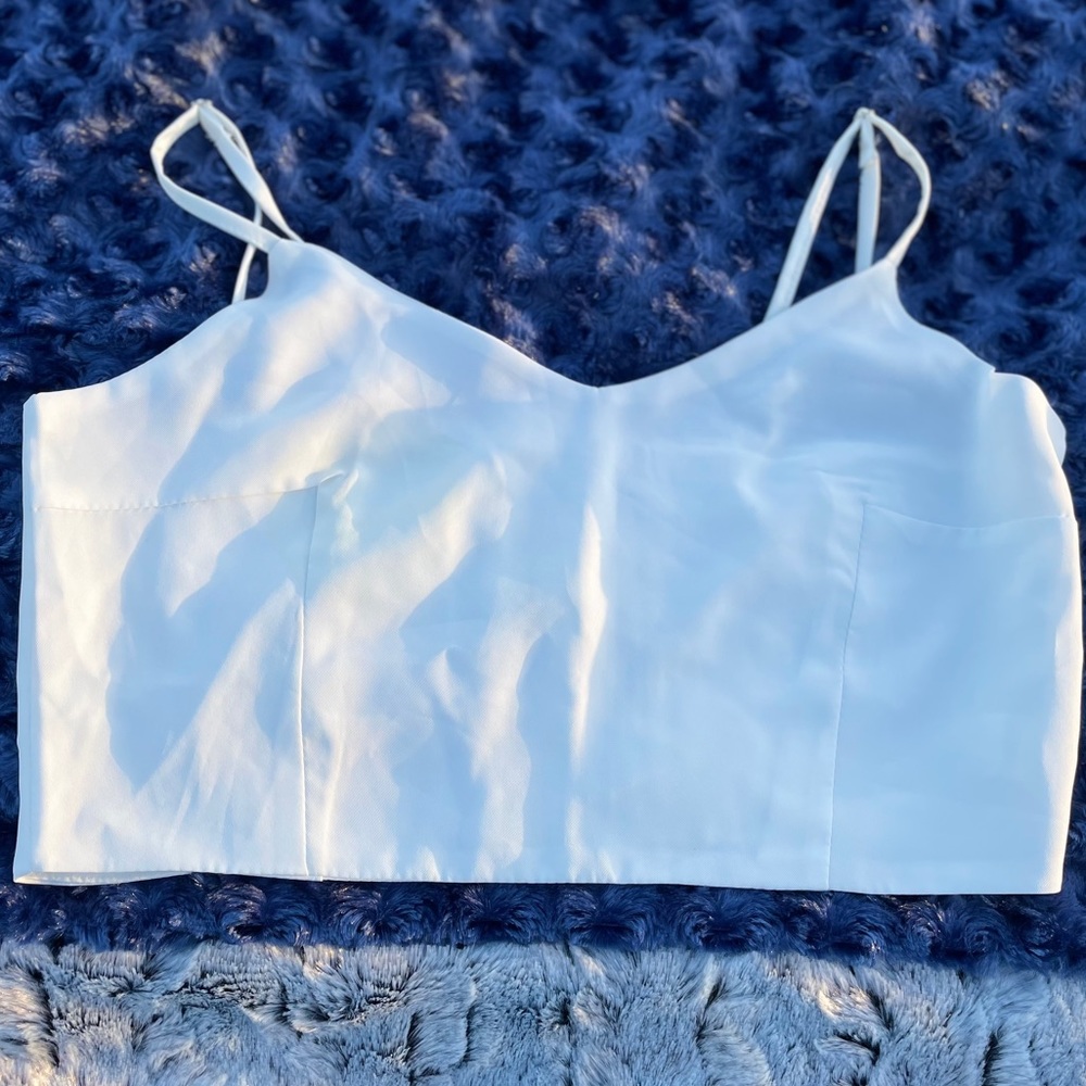 White crop top. White top. Going out top